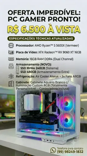 PC GAMER R5 5600X RX 9060XT 16GB 720GB 16GB RAM