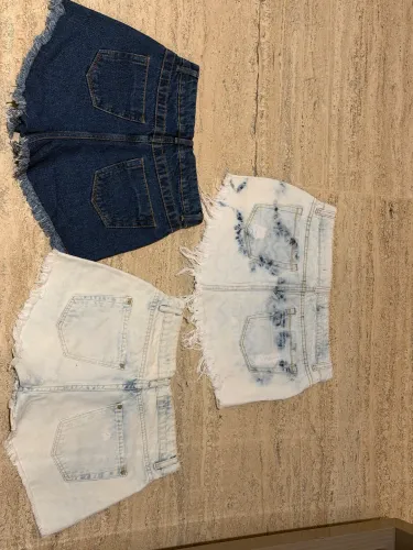 Kit 3 peças jeans shorts/ saia