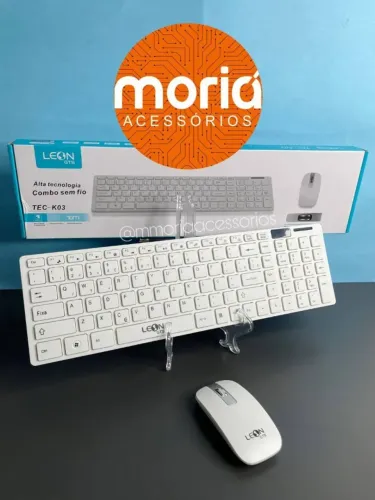 Kit Teclado e Mouse Sem Fio Adaptador USB Wireless ABNT2, para PC e Mac