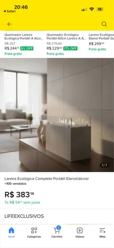 Lareira ecológica etanol/álcool