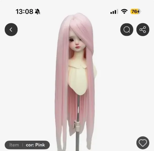 Peruca wig para boneca e BJD 1/6. Tamanho 15,5-17,5cm. Nunca usada  