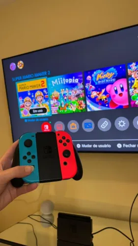 Nintendo Switch Desbloqueado Azul/Vermelho + Dock + Caixa + Jogos | Ótimo Estado