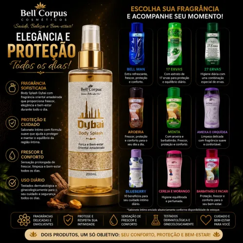 Kit Body Splash + Sabonete líquido corporal e íntimo 400ml