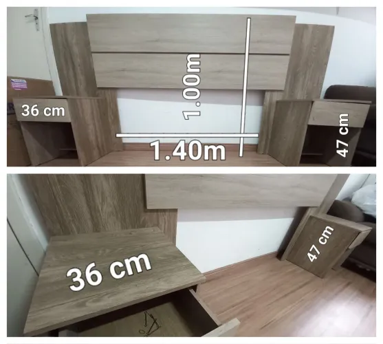 Cabeceira de cama Box casal c/ criado mudo