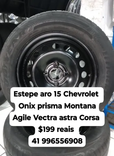 Estepe Chevrolet aro 15 Onix prisma Montana Agile Vectra astra Corsa roda e pneu pronto 