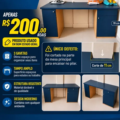 Escrivaninha 3 gavetas