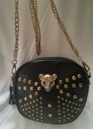 Bolsa Onça com Ribites Dourada