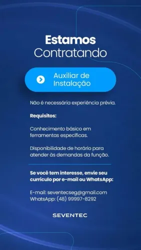 Vaga para auxiliar de instalação