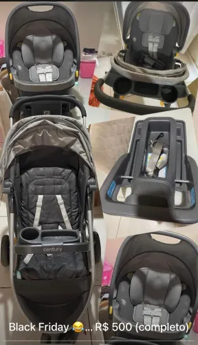 Carrinho de bebê + bebê conforto com suporte para carro