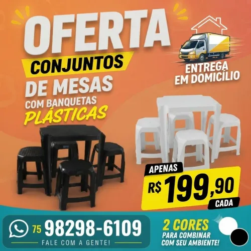 Conjuntos de mesas e banquetas plásticas