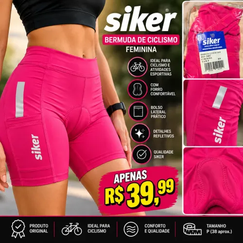 BERMUDA DE CICLISMO FEMININA SIKER | TAMANHO P | NOVA - 39,99