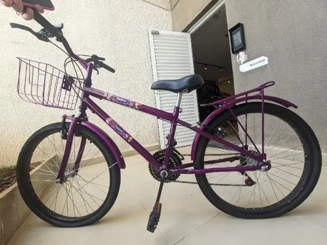 Bicicleta da Frozen com Marcha Cesto e Garupa