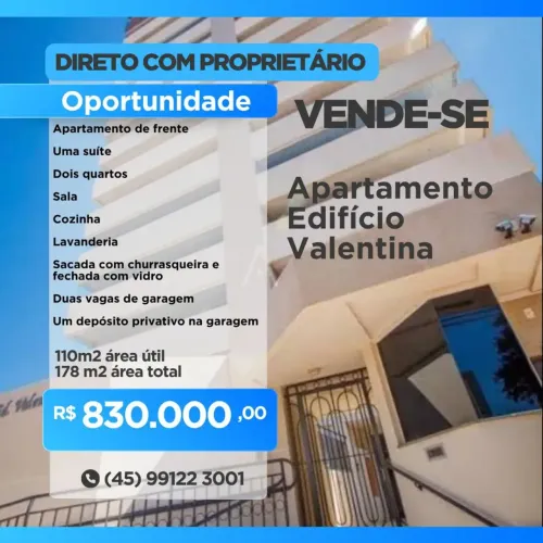 Apartamento para venda possui 110 metros quadrados com 3 quartos em Centro - Cascavel - Pa