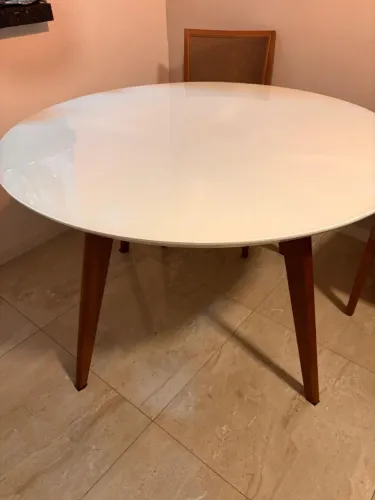 Mesa de jantar redonda em madeira maciça - Excelente estado