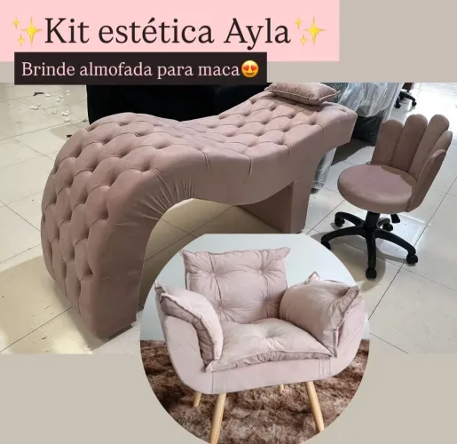 Kit maca estética completo com poltrona para recepção e cadeira mocho para atendimento 