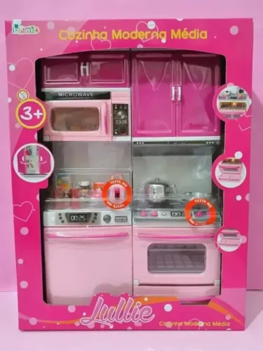 Cozinha Moderna Média Lullie (com sons e luzes), ideal para bonecas tam Barbie susi MH