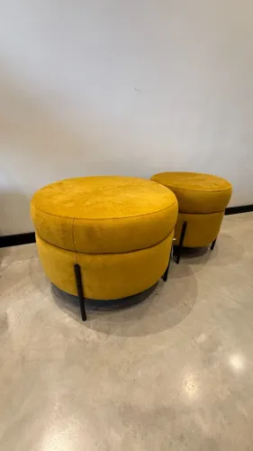 CONJUNTO DE PUFF INDUSTRIAL MOSTARDA - Lyam Decor