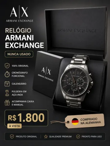 Relógio Armani Exchange Original AX - Cronógrafo - Completo na Caixa - Novo