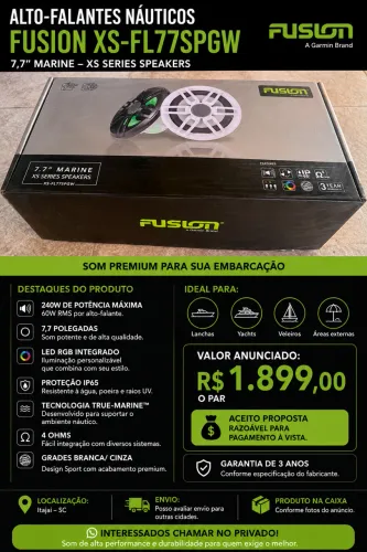 ? ALTO-FALANTES NÁUTICOS FUSION XS-FL77SPGW 7,7?