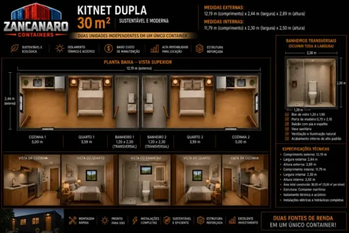 Kitnet Dupla em Container