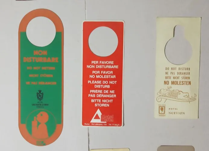 Coleção 18 avisos de porta de Hotel,  Não Perturbe,  anos 80.