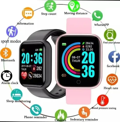 Smartwatch Relógio Inteligente D20/Y68 Esportivo Medidor Pressão Android/Ios Novo Promoção