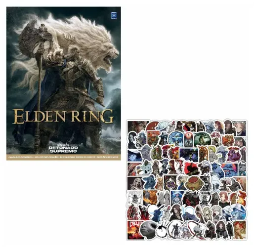 Kit 1 Livro e 100 Adesivos de Elden Ring - Detonado Supremo - Gênero Soulslike