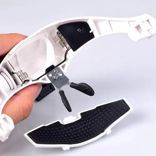 lupa oculos branco com 5 lentes com led zk33452