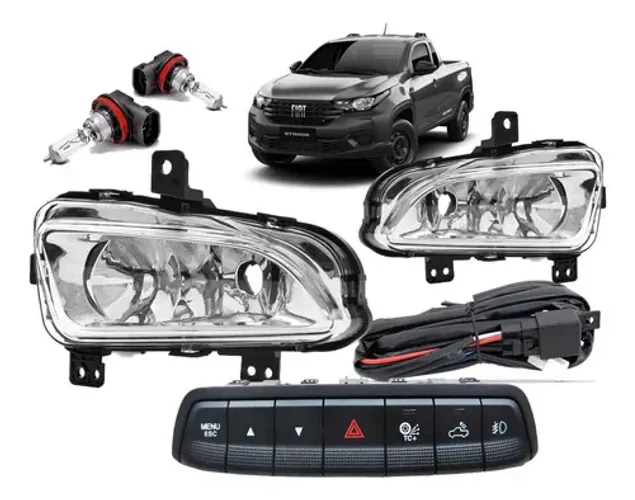 Kit Completo Farol Milha Aux Bot/original Strada 2020 A 2023
