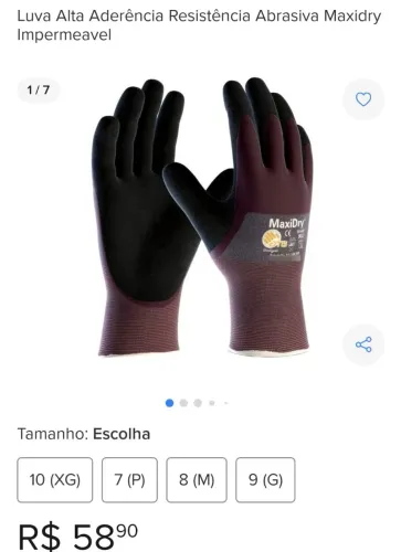 Luva Alta Aderência Resistência Abrasiva Maxidry Impermeável Maracanã RJ