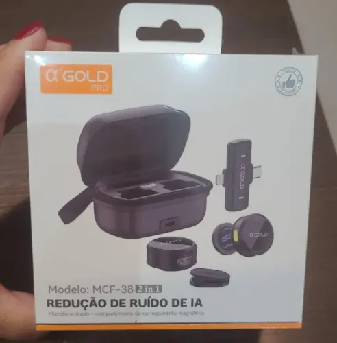 MICROFONE LAPELA SEM FIO 2 EM 1 PARA CELULAR IPHONE E TIPO C