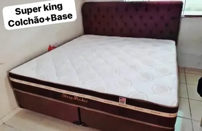 Cama box super King colchão e suporte