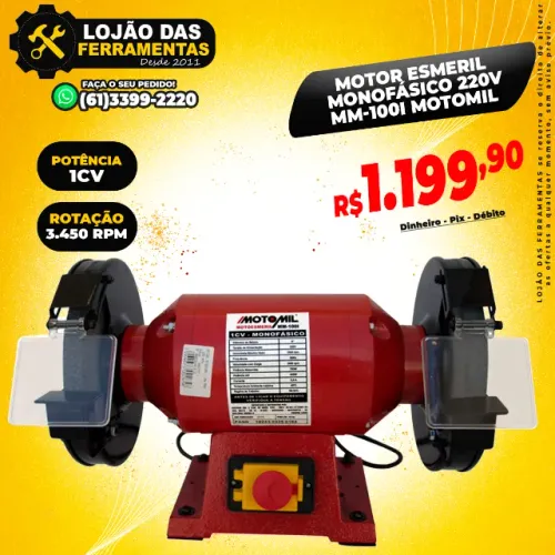 Motor Esmeril 1CV Monofásico 220v MM-100I Motomil