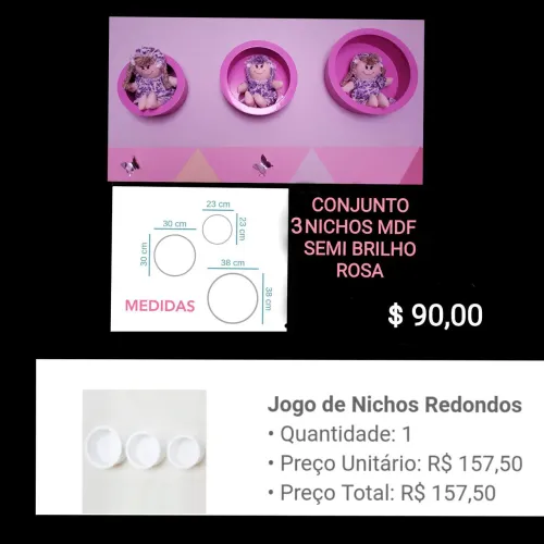 Nichos Redondos MDF Semi Brilho Rosa