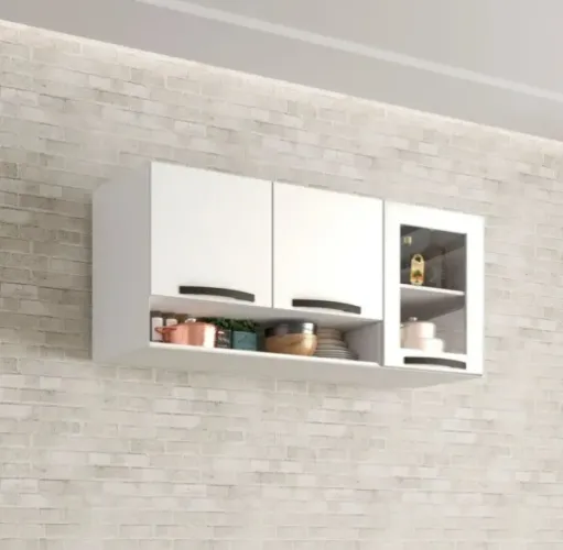 Armário Aéreo Cozinha 3 Portas Com Nicho C/ 24horas Cores Variadas  