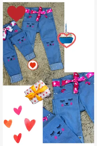 Calça Jeans Infantil Personalizada com Detalhes Fofos