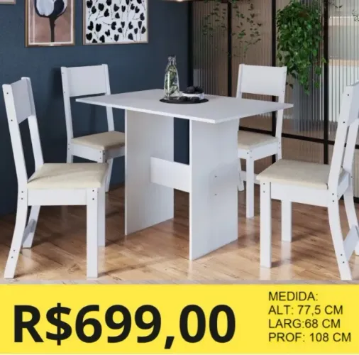 CONJUNTO MESA COM CADEIRAS A PRONTA-ENTREGA 