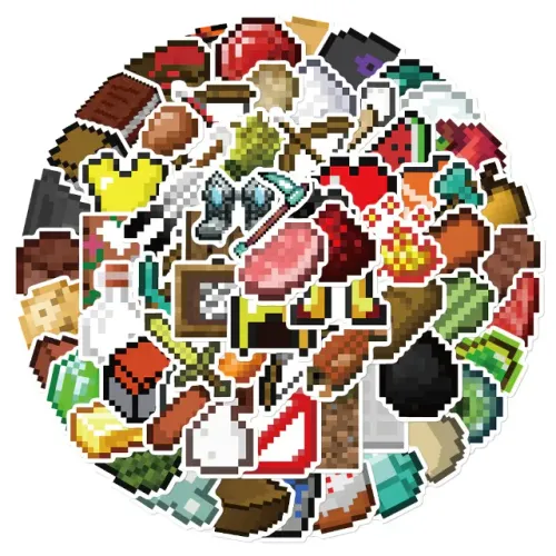 Kit 70 Adesivos de Minecraft - Pcs Peças Unidades Ferramentas de Pixel