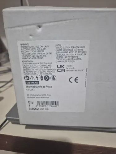 Relé de Sobrecarga Térmica Siemens 170-205A