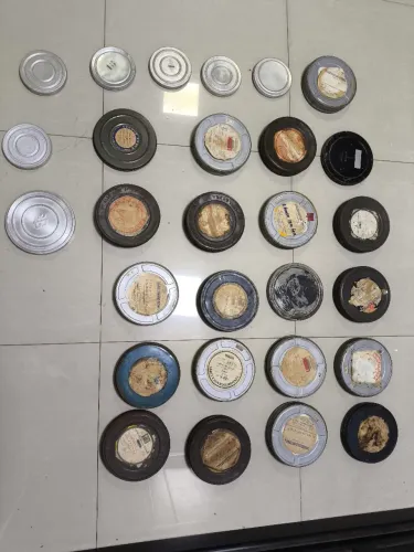 Lata de filme projetor 35mm antigo decoração