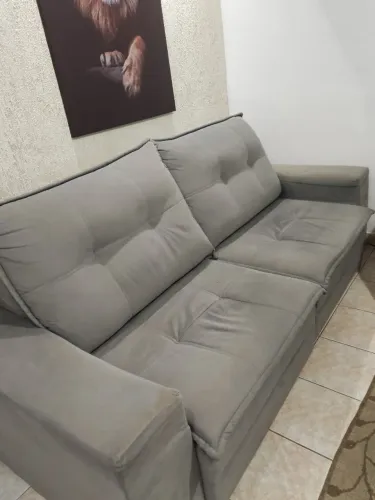 Sofá 3 lugares Suede Retrátil