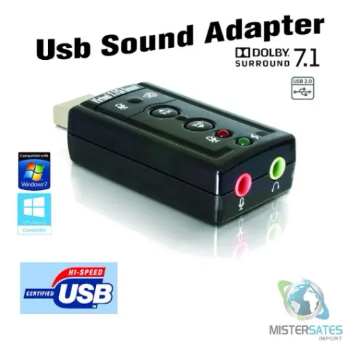 Placa De Som Adaptador 7.1 Usb Entrada P2 P/ Fone De Ouvido