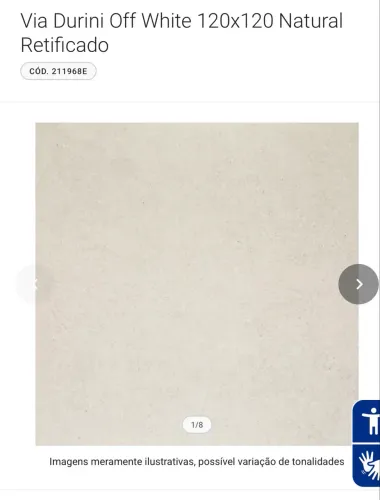 Porcelanato 1,20x1,20 Via Durine Off White