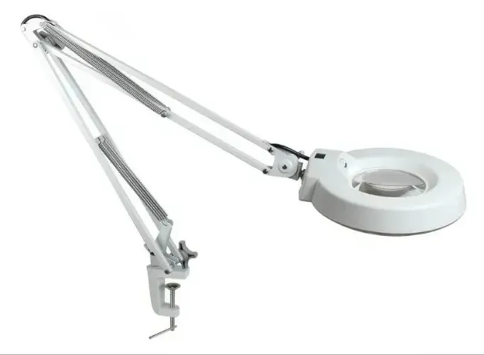 Luminária branca para estética led com lupa articulada