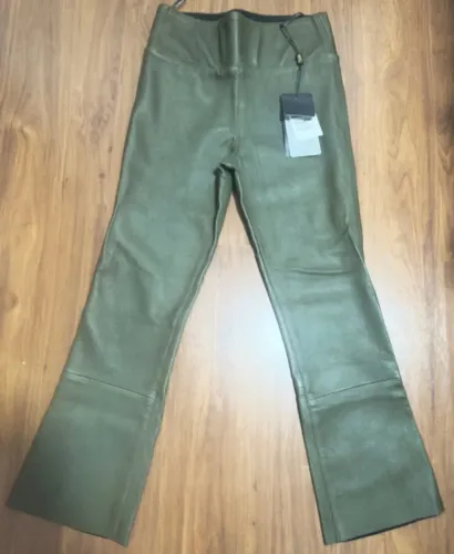 Calça de Couro Animale Verde Oliva Veste 34 - Nova com Etiqueta