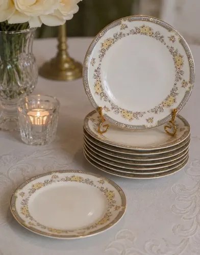 Conjunto Ivory - Schmidt- Para Bolo e Pratos de Sobremesa
