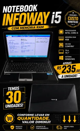 notebook infoway i5 - sem hd e sem fonte