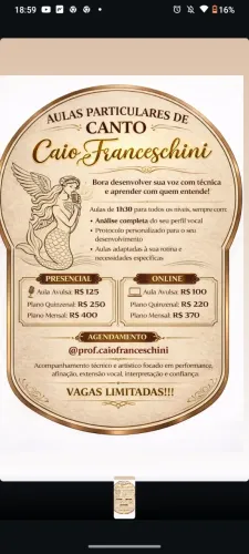 Professor de Canto e Vocal Coach - Em Domicílio (Santos) e Online