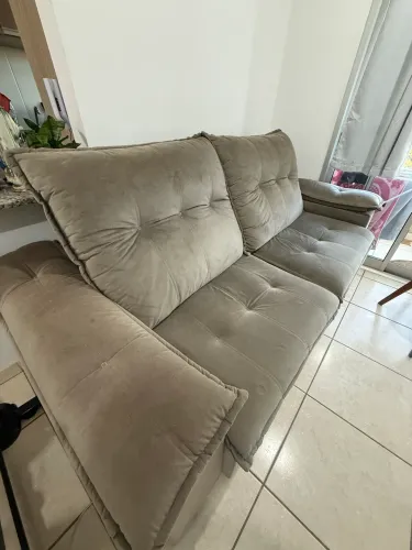 Sofá Retrátil e Reclinável em Suede Marrom - 2,30 Metros de Largura