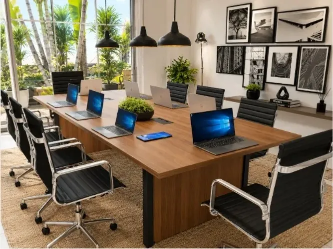 Mesa de Reunião Wood Delluxe Alto Padrão: L220cm x L100cm x A74cm